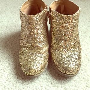 EUC gold glitter ankle booties